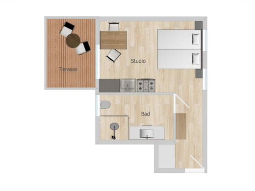 Grundriss 1-Zimmer-Ferienwohnung Studio Appartement Silberkar am Haufhof bei Schladming