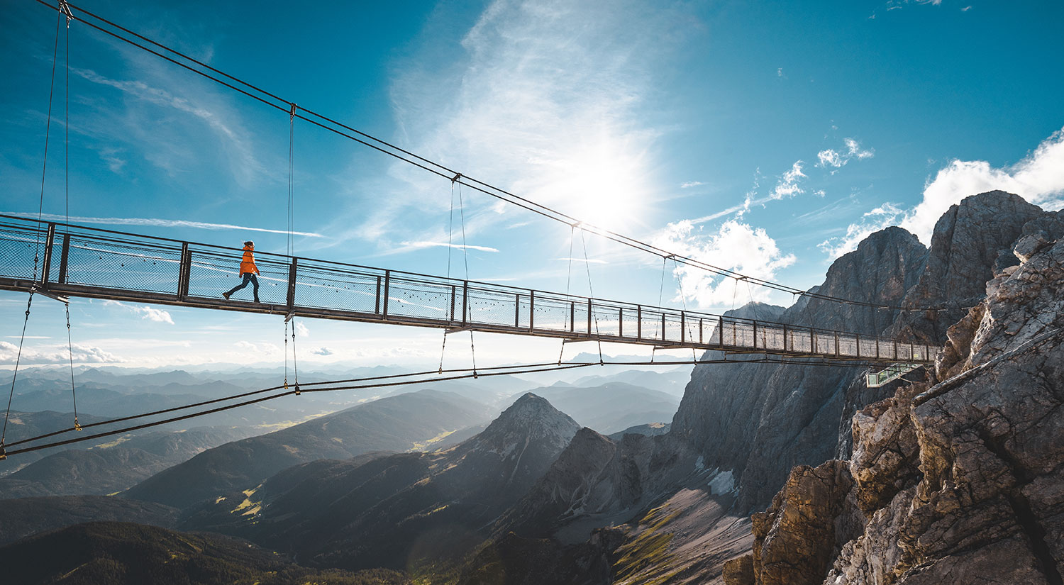 Hängebrücke am Dachstein Gletscher - ein tolles Ausflugsziel beim Urlaub am Bauernhof Haufhof nahe Schladming