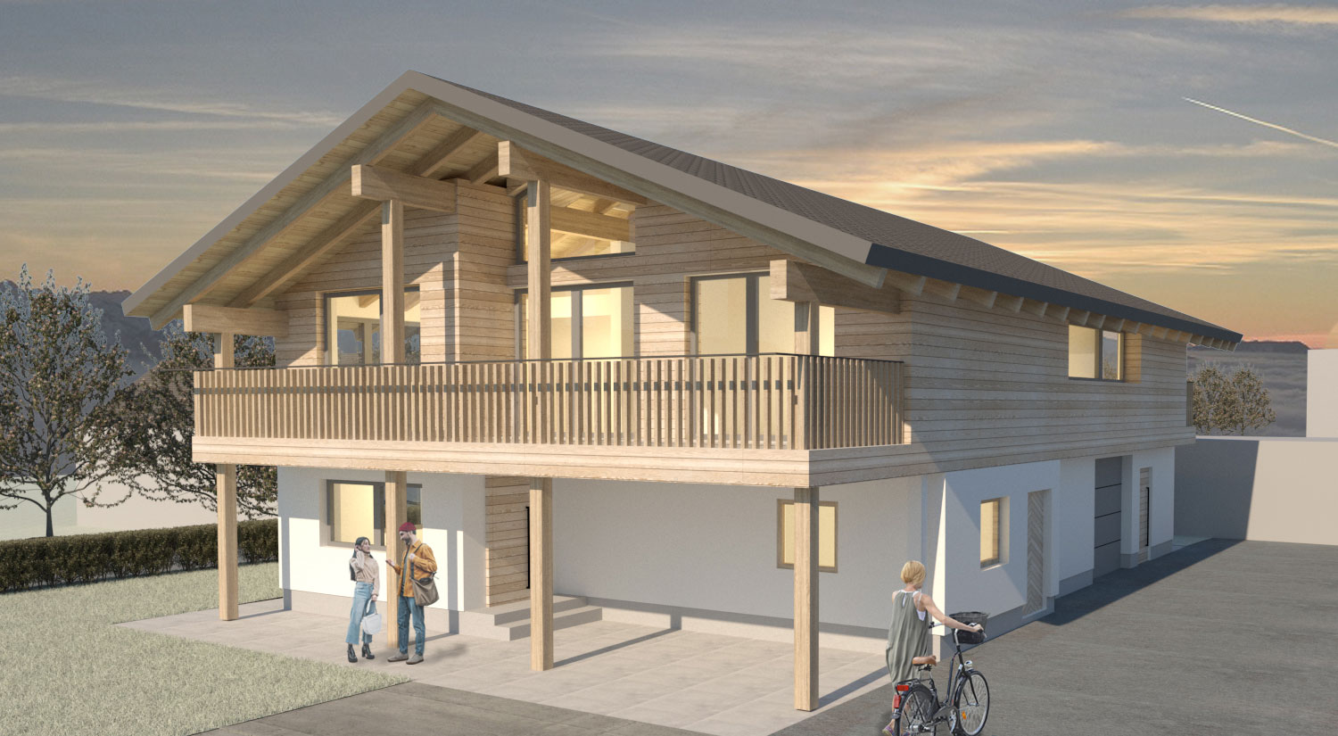 Visualisierung Ferienhaus mit drei Ferienwohnungen beim Bauernhof Haufhof in Haus im Ennstal bei Schladming